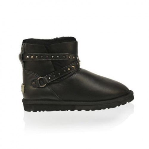 Купить UGG Classic Mini Emersen Шкіра Чорні в Украине