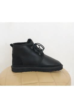 Купить UGG Neumel Leather Black замшевая пятка В Украине
