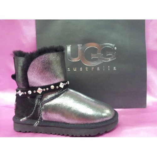 Купить UGG Classic Mini Renn Leather Glitter Black в Украине